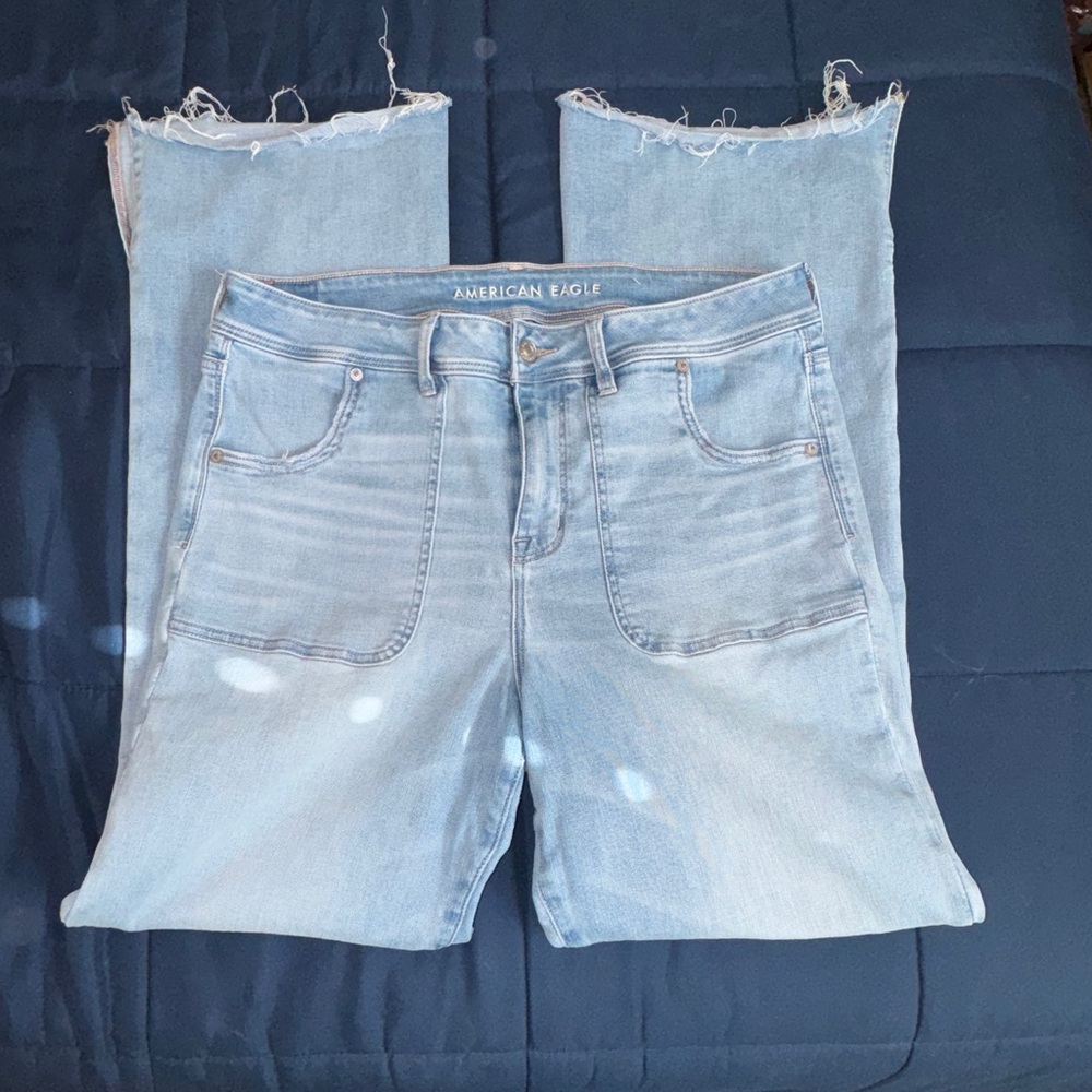 American Eagle Outfitters Light Wash Kick Boot Leg Jeans